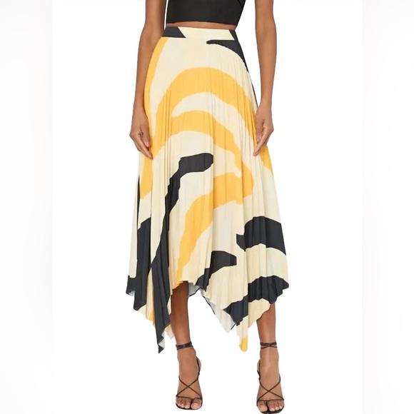 NWOT Milly Irene Zebra Pleated Midi Skirt